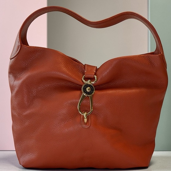 Dooney & Bourke Handbags - Dooney & Bourke Pebble Leather Florentine Logo Lock Shoulder Bag Rust Color